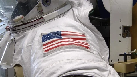 Space suit in the space center Stock Footage 99084802