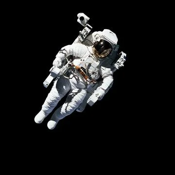 Space suits isolated on black background with clipping path. Elements of th.. Stock Photos