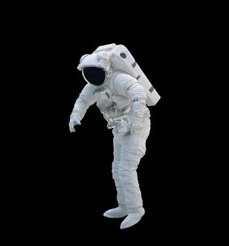 Space suits isolated on black background with clipping path. Elements of th.. Stock Photos