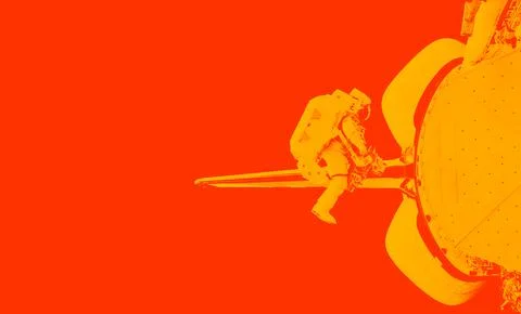 Space suits isolated on orange background. Elements of this image furnished b Stock Illustration