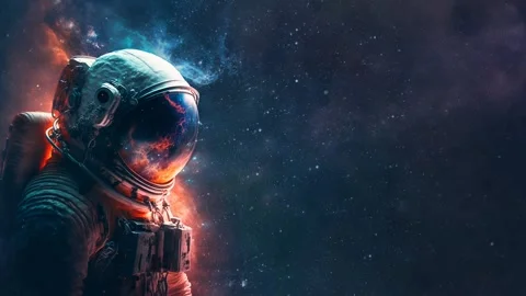 Space suits isolated on space background.  Motion. Stock Footage 235175285