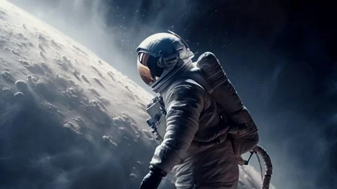 Space suits isolated on space background.  Motion. ai generated. Stock Footage 241389380