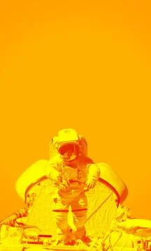 Space suits isolated on yellow background. Elements of this image furnished b Foto stock