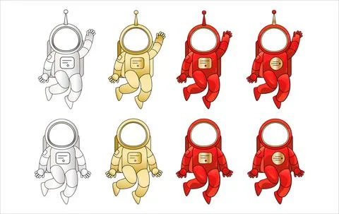 Space suits set template with a big helmet for avatar of face portrait. Stock Illustration