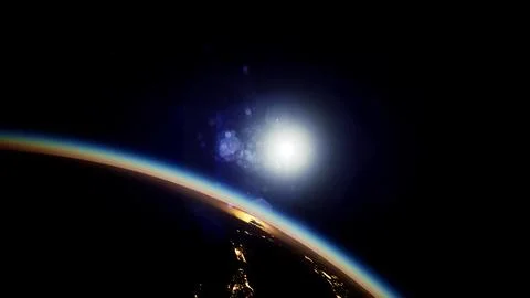 Space, Sun and planet Earth at Night 스톡 일러스트