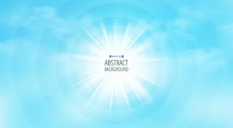 Space of sun burst for texting background. Presenting with realistic clouds o Stock Illustration