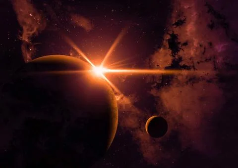 Space sunrise Stock Photos