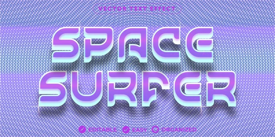 Space Surfer Text Effect,Fully Editable Font Text Effect Stock Illustration