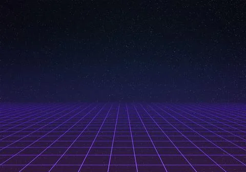 Space synthwave grid background Stock Illustration