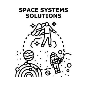 Space systems solutions concept for cosmic exploration Stock Illustration