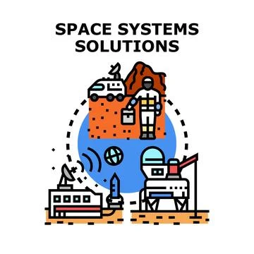 Space systems solutions planning and development concept Stock Illustration