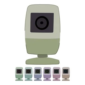 Space table camera vector cartoon graphic Stock Illustration