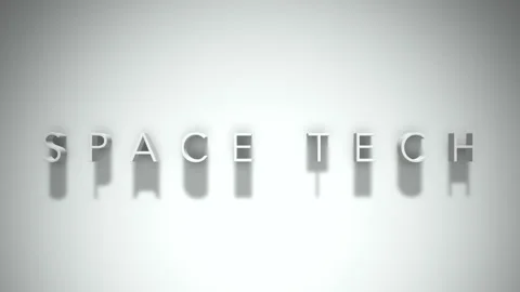 Space Tech 3D title animation with shadows on a white background Stock Footage 296628396