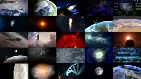 Space. Technologies. Events. Collage Stock Footage 145703969