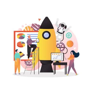 Space technologies vector concept for web banner, website page Stock Illustration