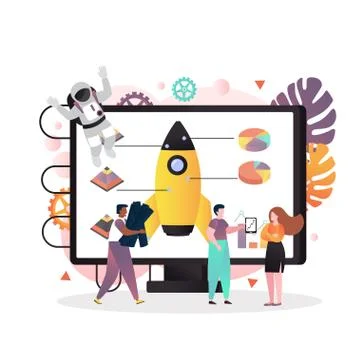 Space technologies vector concept for web banner, website page Stock Illustration