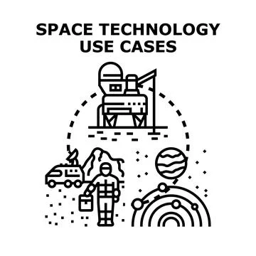 Space technology exploring planetary surfaces and celestial bodies Stock Illustration