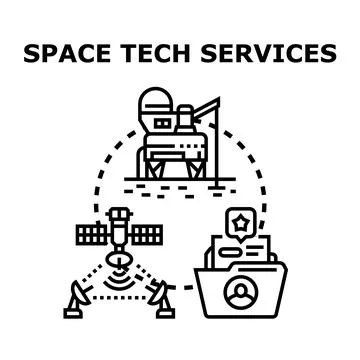 Space technology services developing future scientific exploration Stock Illustration