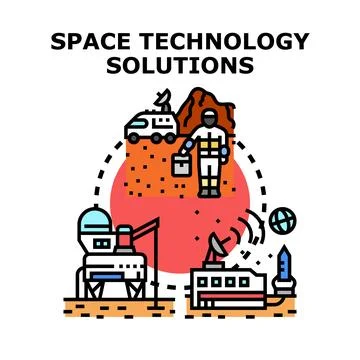 Space technology solutions for planetary exploration and future missions Stock Illustration