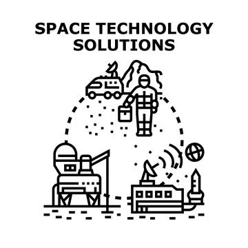 Space technology solutions for planetary exploration and future missions Stock Illustration