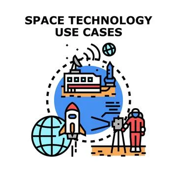 Space technology use cases exploration mission Stock Illustration