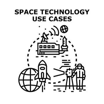 Space technology use cases exploration mission Stock Illustration