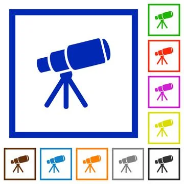 Space telescope flat framed icons Illustrazione stock