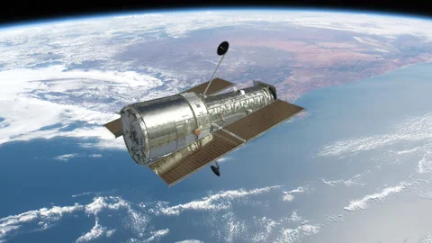 A Space Telescope orbiting the Earth. Stock Footage 219514560