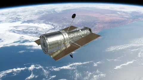A Space Telescope orbiting the Earth. Stock Footage 219584942