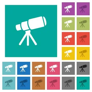 Space telescope square flat multi colored icons イラスト素材