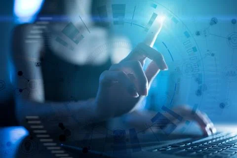 Space for text on Abstract background. Virtual screen futuristic interface Stock Photos