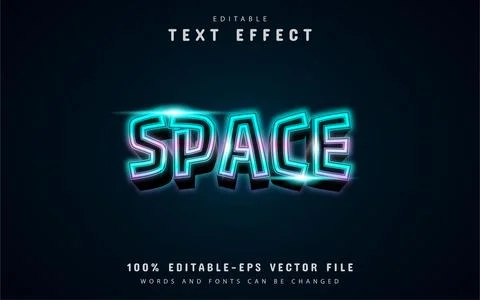 Space text, blue neon text effect Stock Illustration