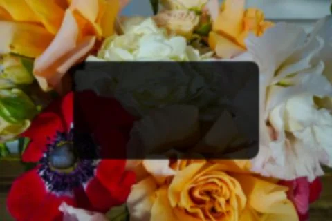 With space for text on a blurred background with flowers Stock Photos