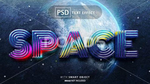 Space text effect editable Plantilla PSD