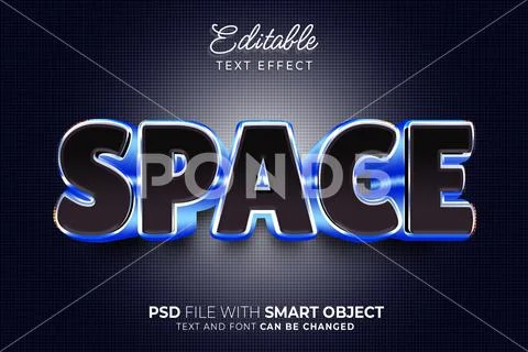 Space text style theme. Editable text effect PSD Template