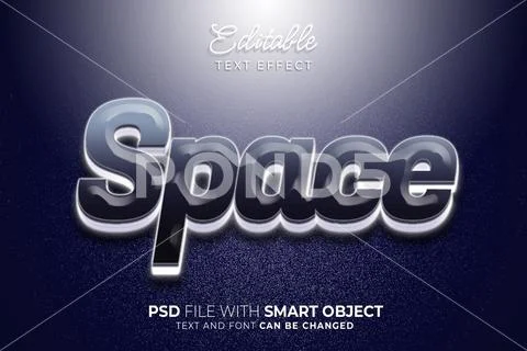Space text style theme. Editable text effect PSD Template