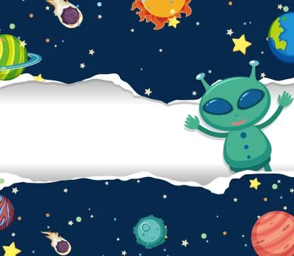 Space theme background with alien in the space Stock Illustration