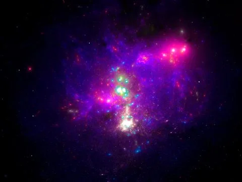 Space theme background - blue and purple 3d illustration Stock Illustration