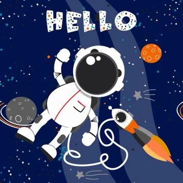 Space theme background. Cute vector illustration. Stock Illustration