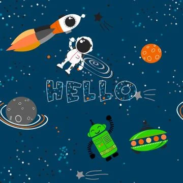 Space theme background. Cute vector illustration. Stock Illustration