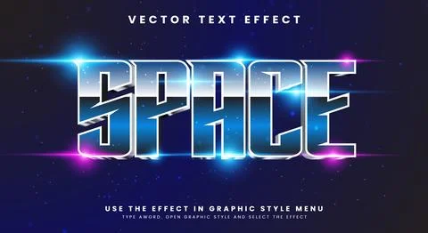 Space theme bright color editable text effect Illustrazione stock