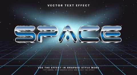 Space theme bright color editable text effect Template Illustrazione stock