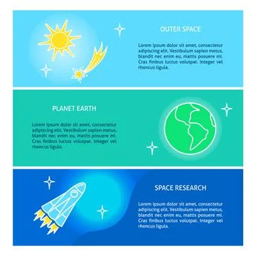 Space theme flyer templates with place for text Stock Illustration