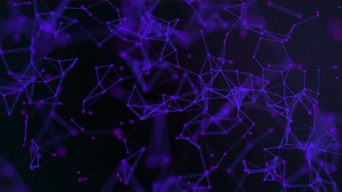 Space-Themed Plexus Grid – Glowing Purple and Cyan Network Stock Footage 309195027