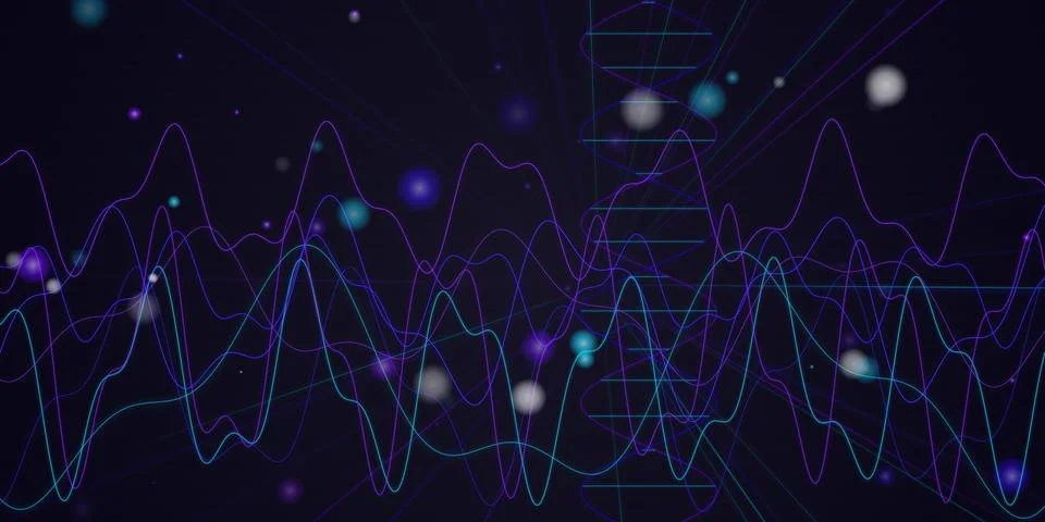 Space-themed sound wave data visualization Stock Illustration