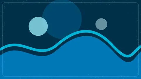 Space-themed wave design with two celestial bodies and cosmic background Stock Illustration
