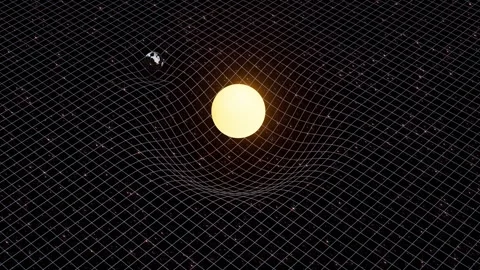 Space Time Demonstration with Sun and Earth Looped 4K Video stock 348533155