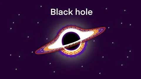 Space time, Light and gas revolve around a massive black hole Stock Illustration