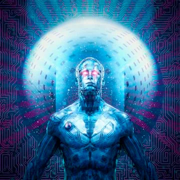 Space time singularity cyborg Illustrazione stock