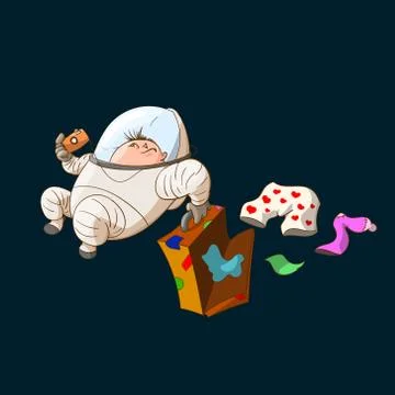 Space tourist in zero gravity Stock Illustration